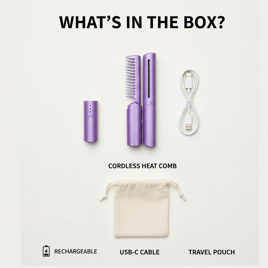 Cordless Mini Hair Straightener Comb – Rechargeable & Travel Friendly